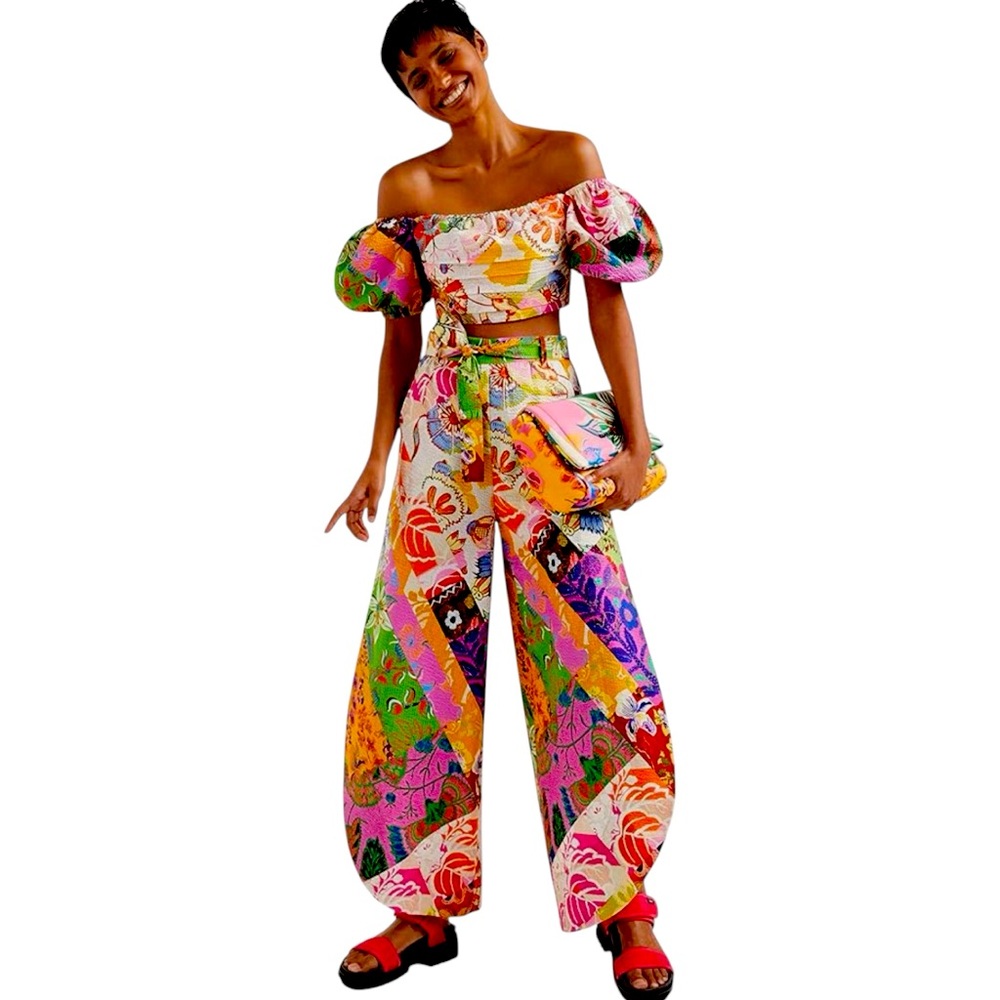 DESIGUAL By M. Christian Lacroix Fiona Blouse/Crop Top, Multicolored, Size L. - Picture 4 of 10